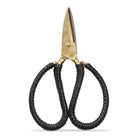 Iron garden shears with black leather-wrapped handles, 25 inches tall