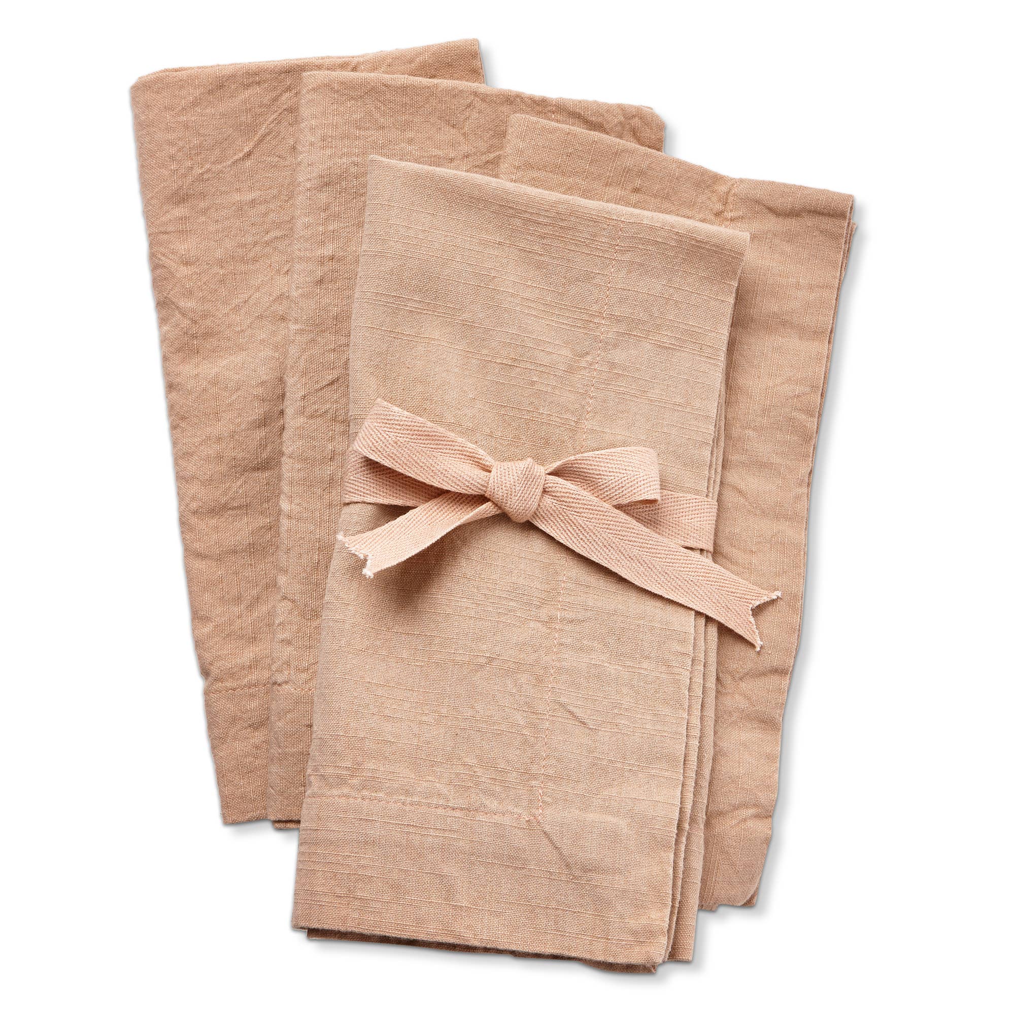 Blush pink cotton napkin with woven slub texture, 20-inch square