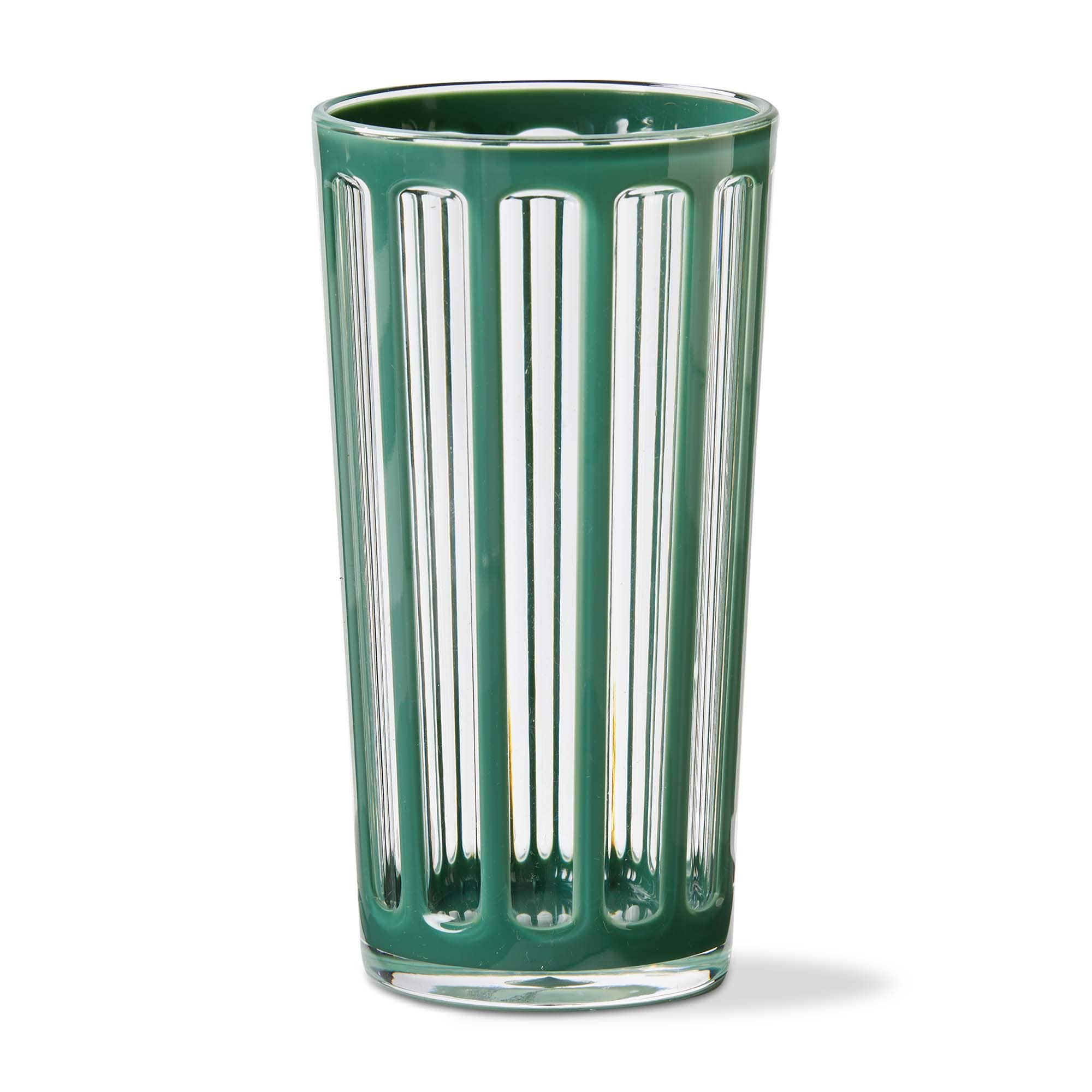 Clear acrylic tumbler with vertical green stripes, 22 oz capacity